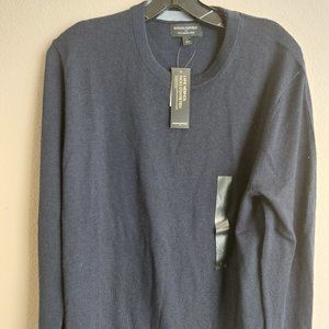 NEW Banana Republic Crew Neck Merino wool sweater Men's L BLACK